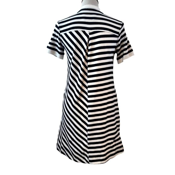 Maeve Anthropologie Womens Size XS Black White Rugby Striped V-Neck Polo Dress - Picture 3 of 8